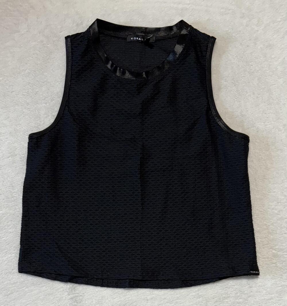 Koral Tank Top Womens Small Black Music Textured Made in USA Activewear